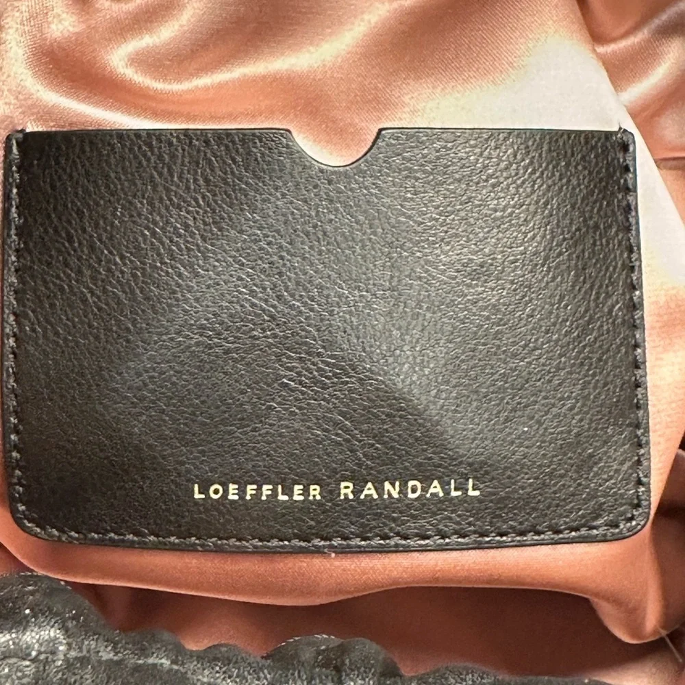 Loeffler Randall Joana Black Ruffled Leather Frame Shoulder Handle Bag